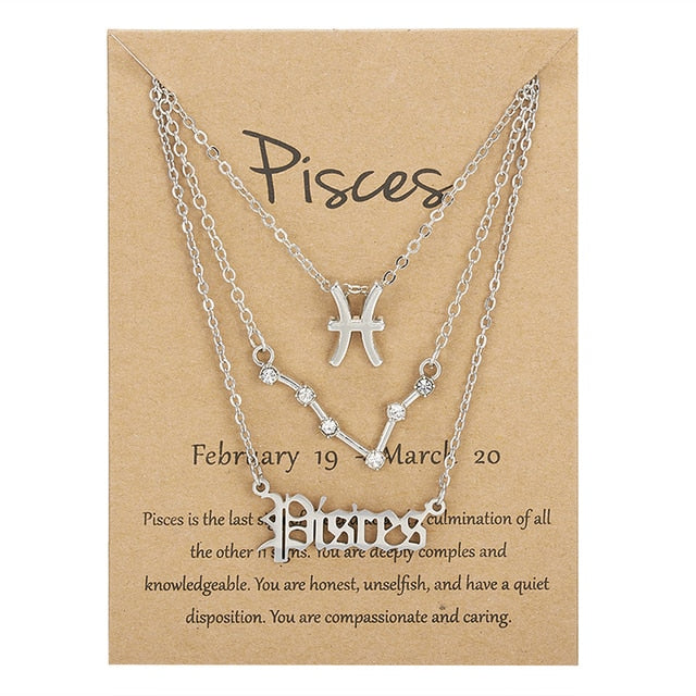 Zodiac Sign Necklace With Cardboard Card