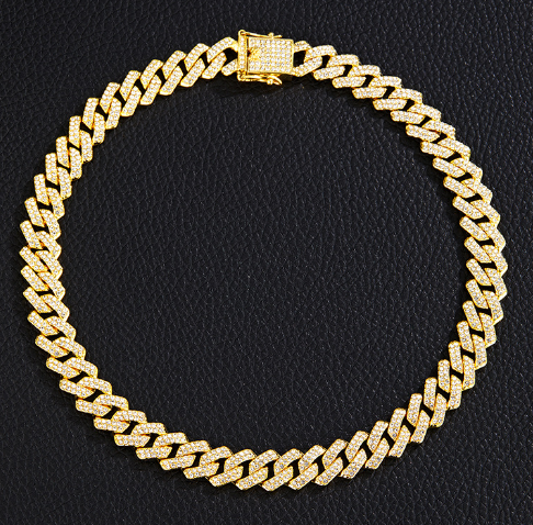 Gold Plated Iced Out Chain for Men and Women Cuban Chain Necklace