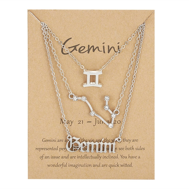 Zodiac Sign Necklace With Cardboard Card