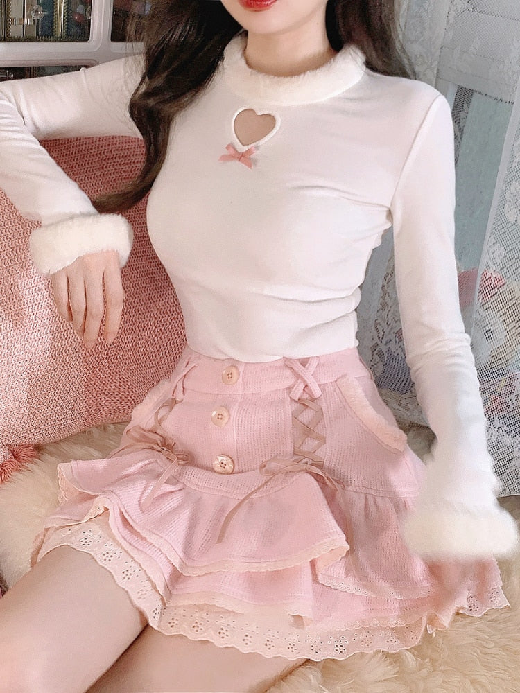 Lace Elegant Mini Skirt and Blouse
